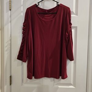 Scarlett Maroon Long Sleeve Top with Cut-Out Details